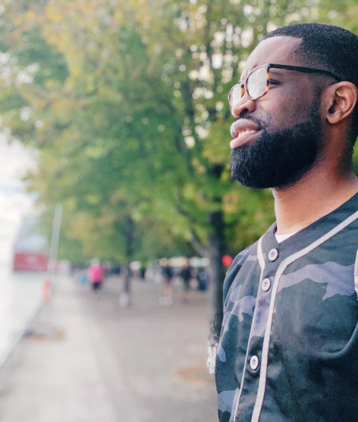 Lloyd looking out to the horizon to his left.